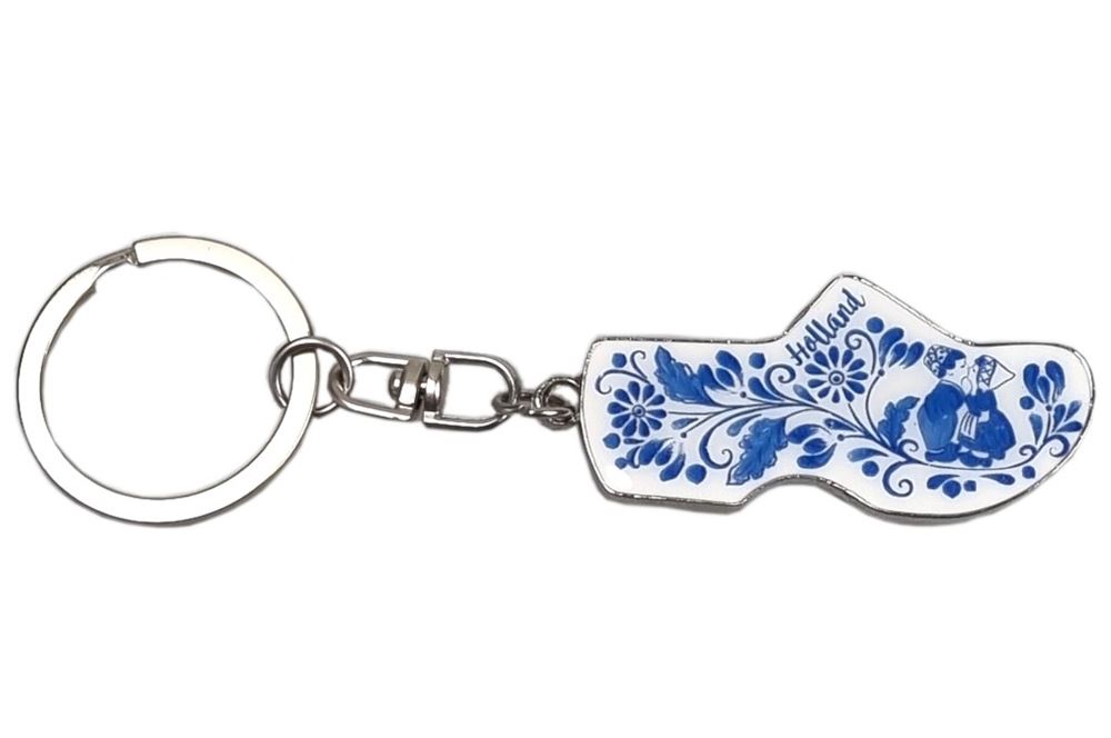 Porte-clés, métal, sabot bleu. 5 cm