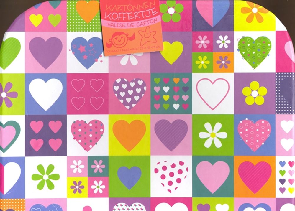 Mallette de rangement avec coeurs et motif animalier