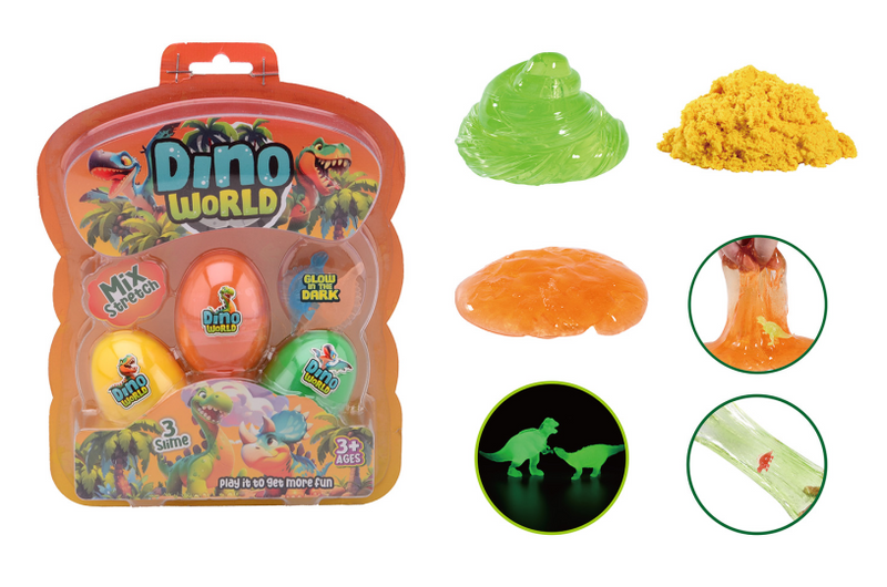 Johntoy 3 œufs slime avec dinosaure