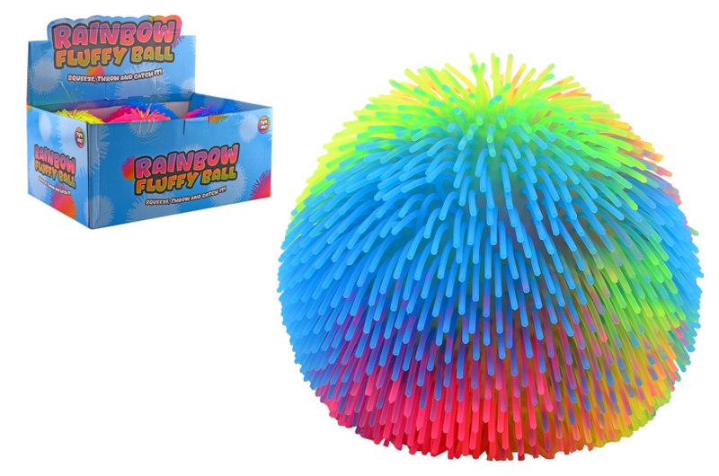 Johntoy grande boule pelucheuse arc-en-ciel - 22cm