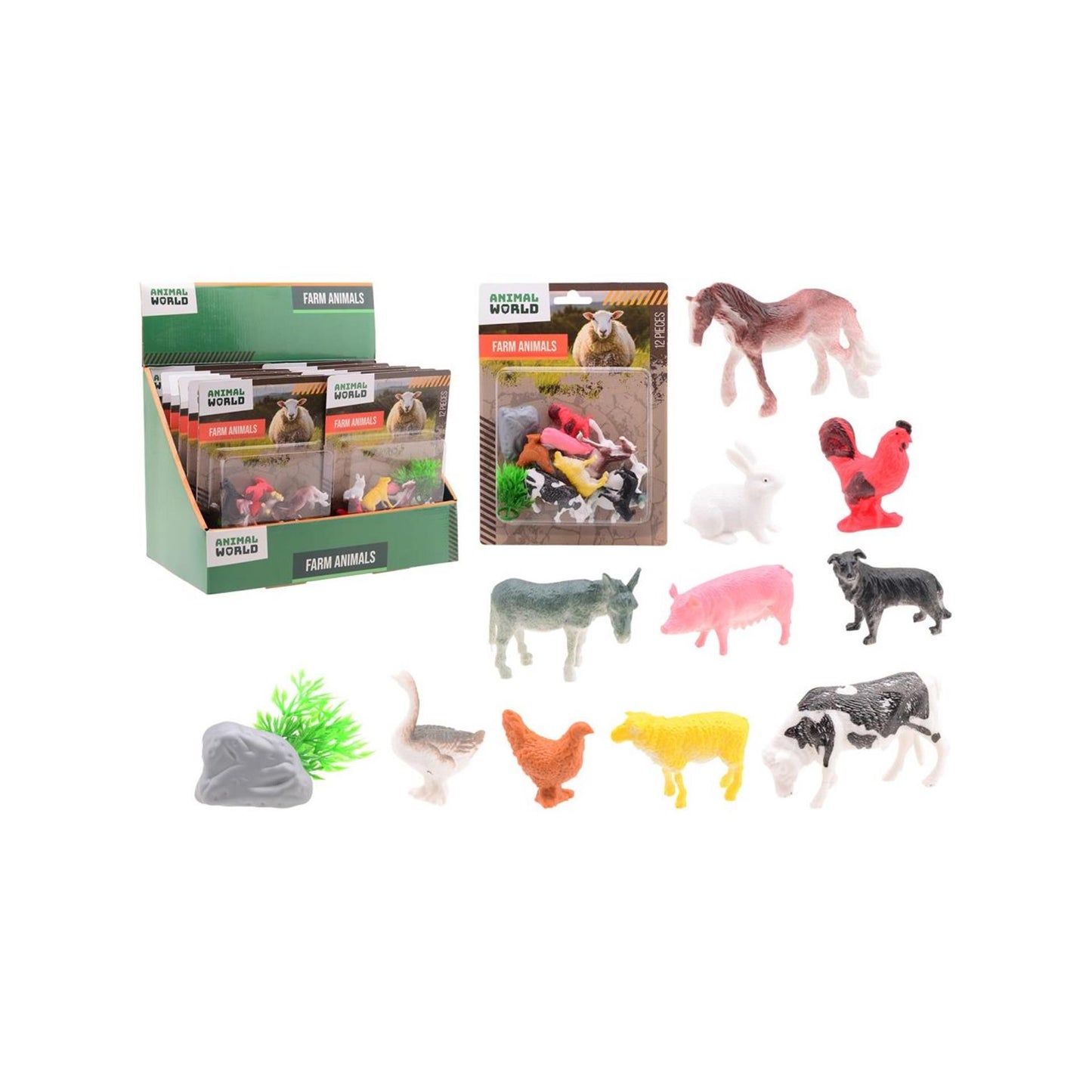 Johntoy animaux de la ferme jouer ensemble 12 pièces sur carte