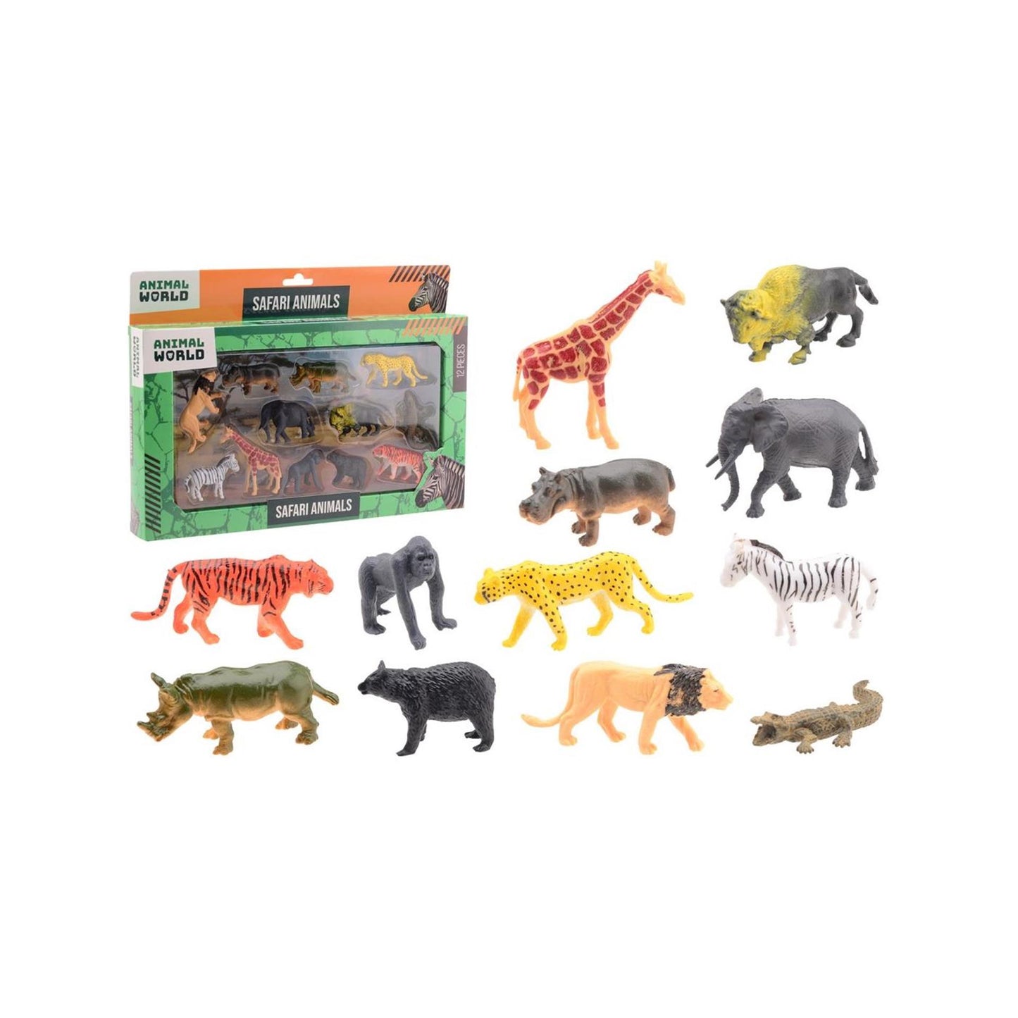 Johntoy ensemble de jeu d'animaux sauvages 12 pièces en boîte