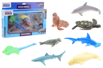 Monde animal Johntoy - ensemble de jeu d'animaux marins, 8 pièces.