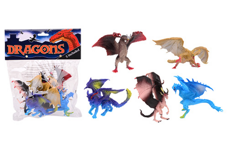 Johntoy john jouet dragons dans un sac lot de 5 pièces