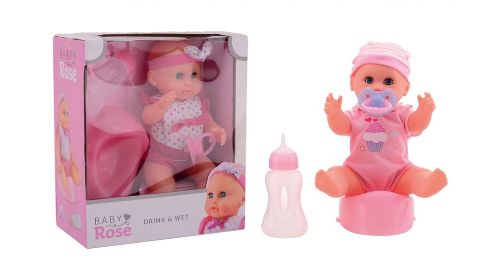 Bébé rose à boire plaspop, 25 cm