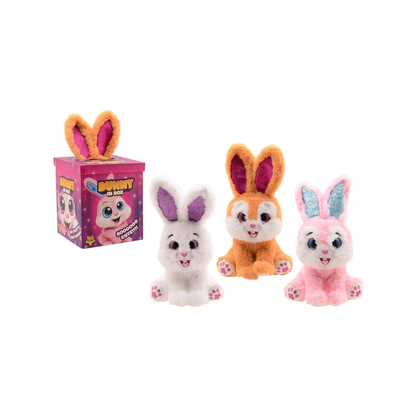 Johntoy peluche lapin surprise dans une boîte