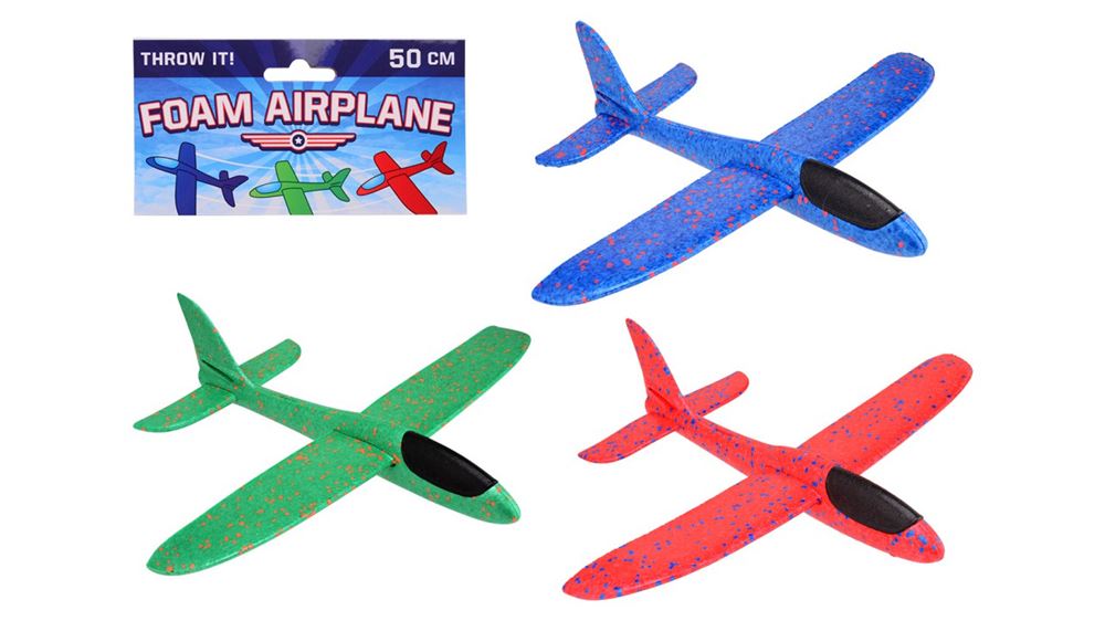 Avion en mousse en sachet, 3 assortis. 12x5x