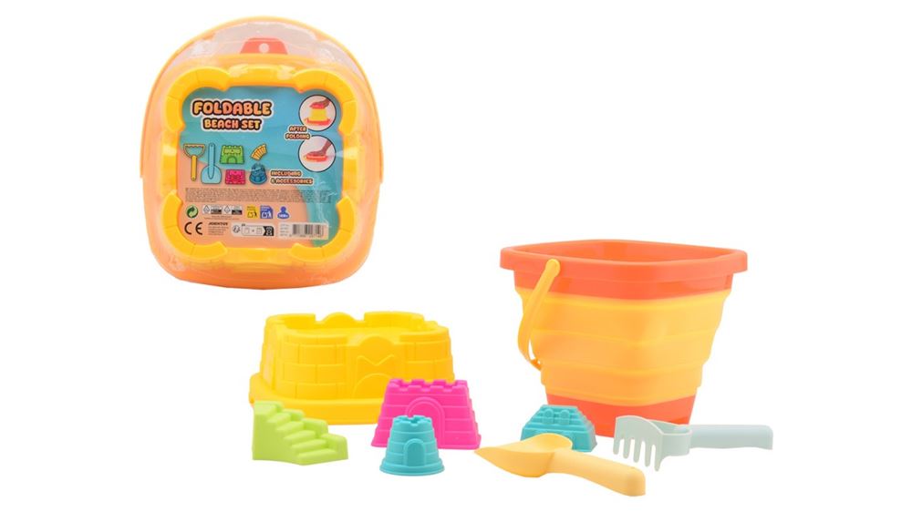 Seau de plage pliable avec accessoires