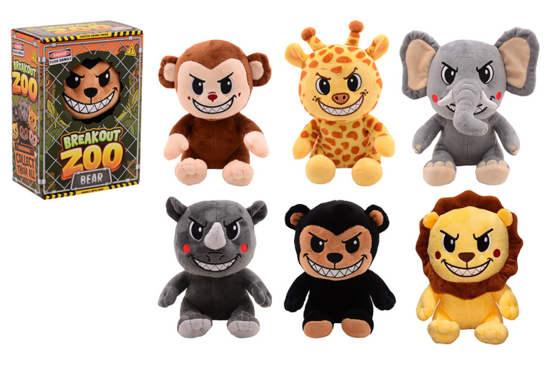 Johntoy peluche animal xl en boite 6 assortis
