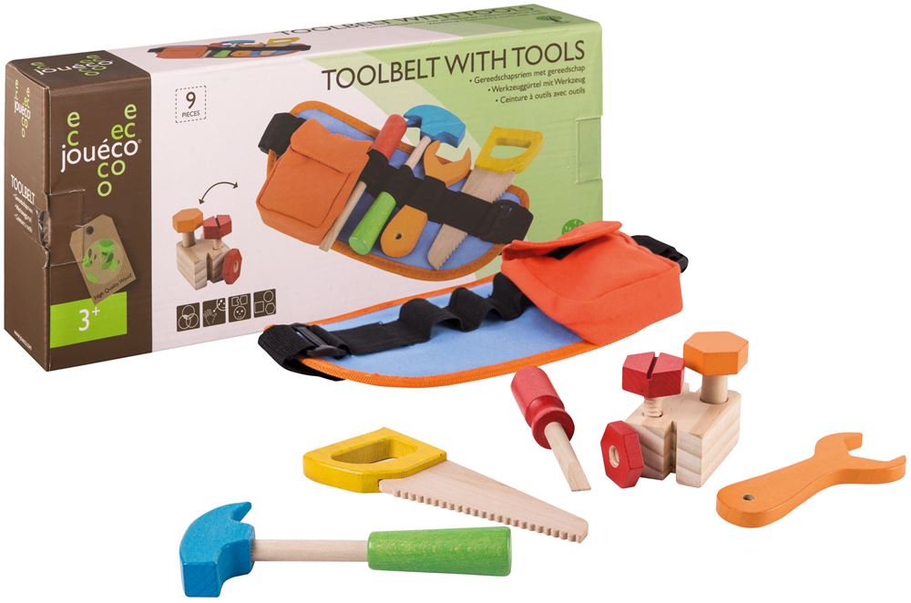 Jouéco Tool Belt Wood, 9dlg.