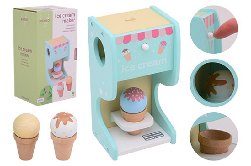 Machine de crème glacée en bois Joueco avec ampoules de glace, 6dlg.