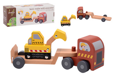 Remorque en bois jouéco avec excavatrice