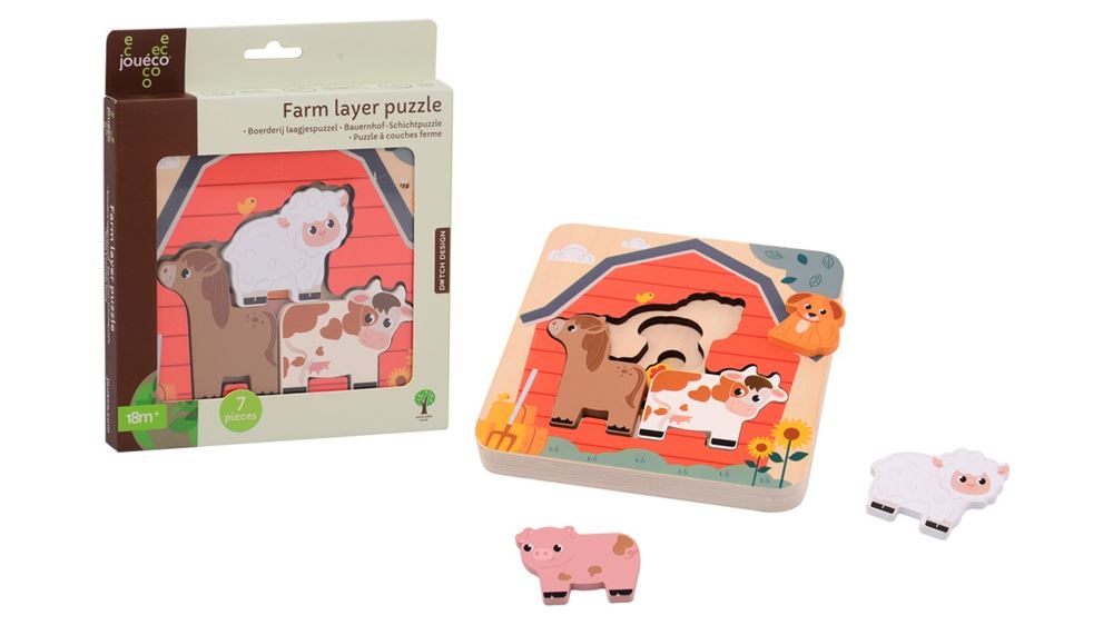 Joueco Wooden Layer Puzzle Farm, 7e.