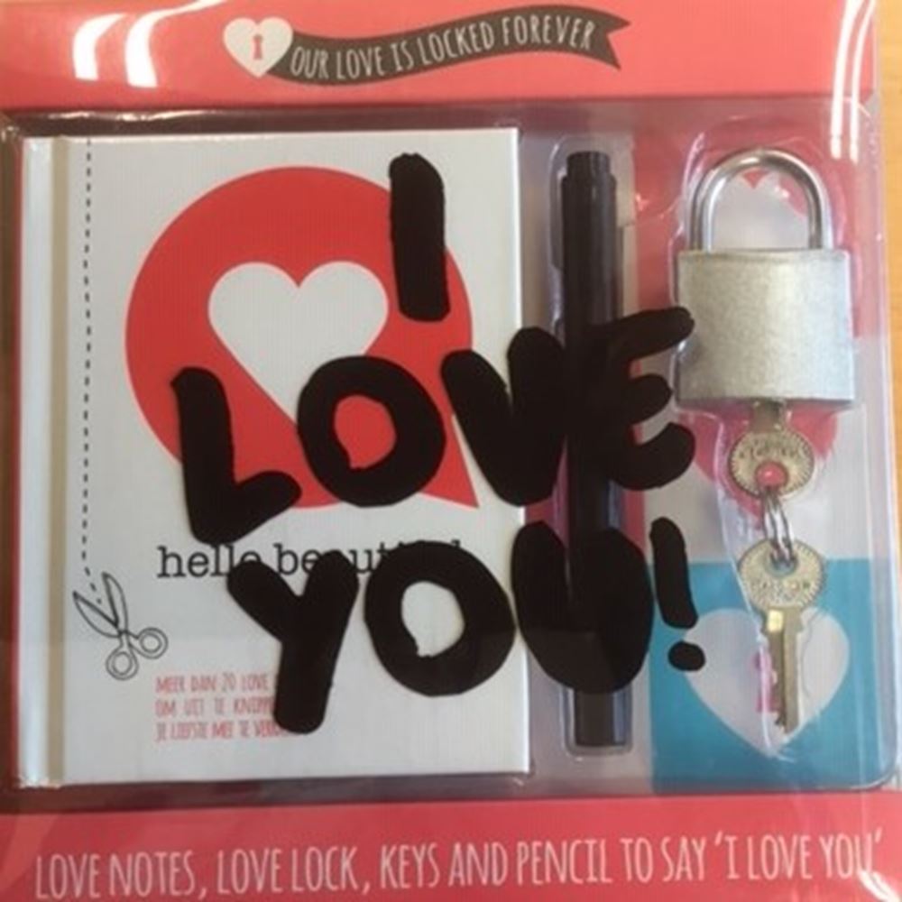 Notes d'amour + cadenas (6 pcs)