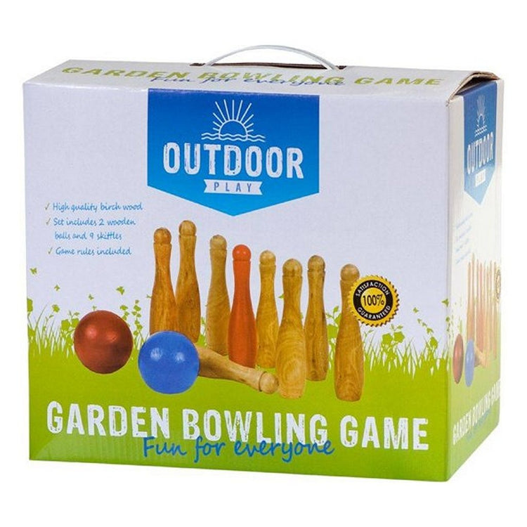 Jeu de jardin en bois extérieur ensemble de bowling avec 9 cônes et 2 balles