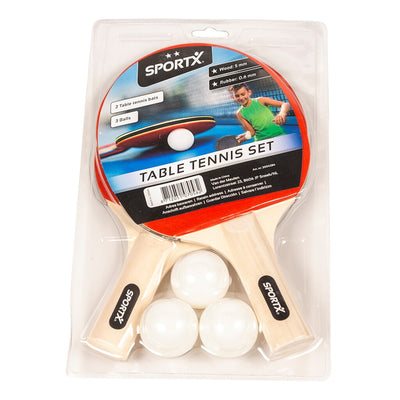 Sportx Table Tennis Ensemble avec 2 étoiles 2 chauves-souris + 3 balles