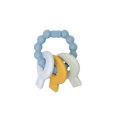Petit anneau de dentition hollandais porte-clés en silicone bleu