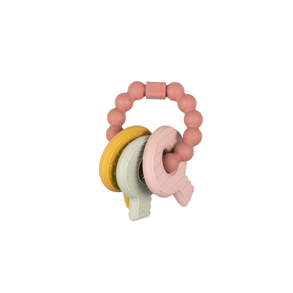 Little néerlandais bijtring silicone keybos rose