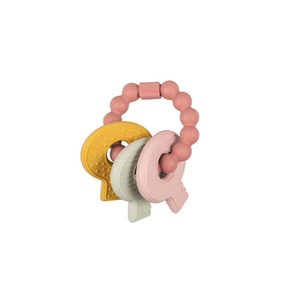 Little néerlandais bijtring silicone keybos rose