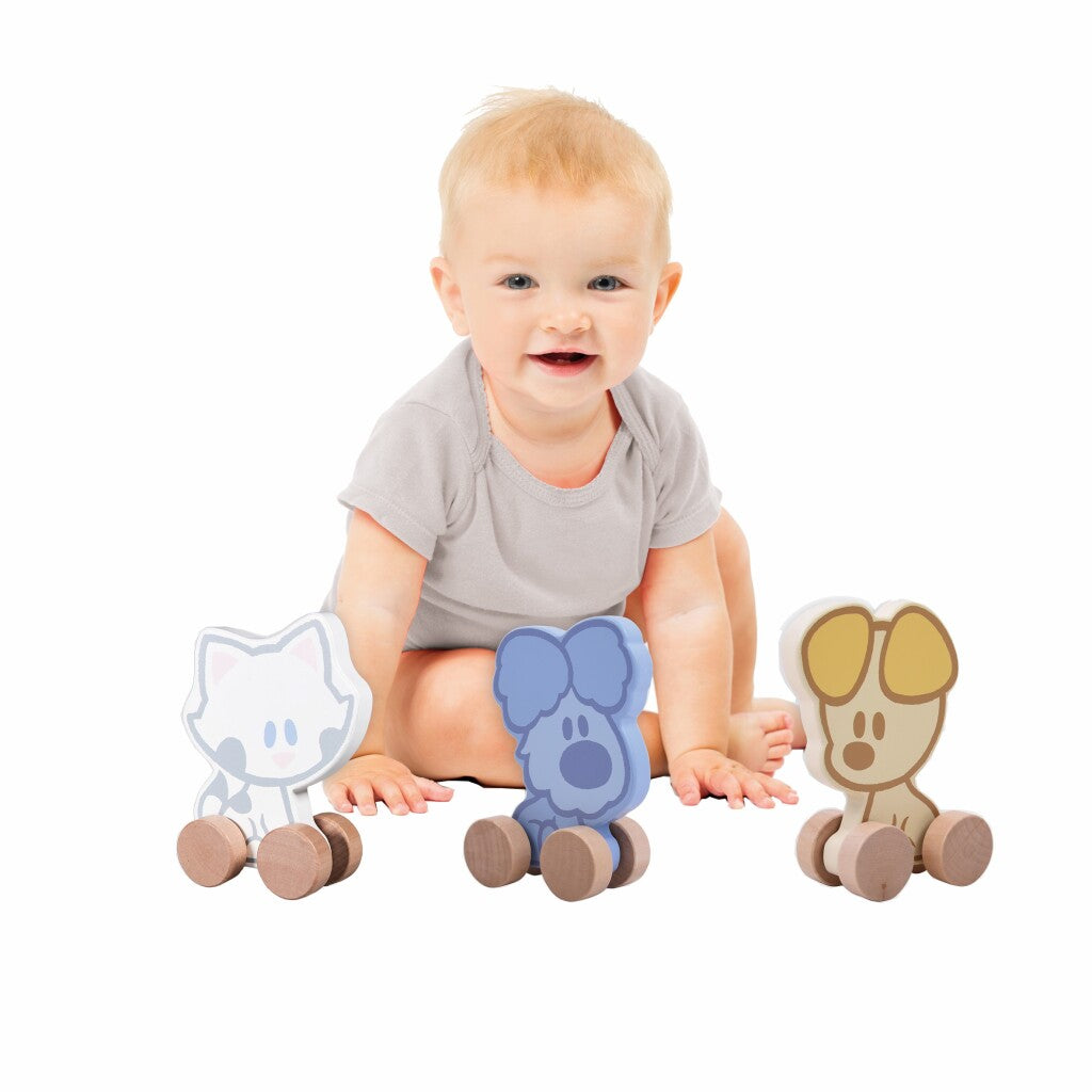 Woezel et Pip Rubo Toys figurines de roue en bois pour bébé assorties