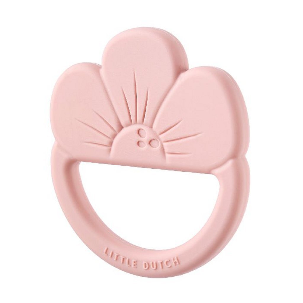 Petit anneau de dentition hollandais en silicone fleur rose