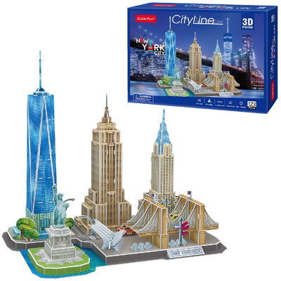 Puzzle 3D cubique fun city line New York City 123 pièces