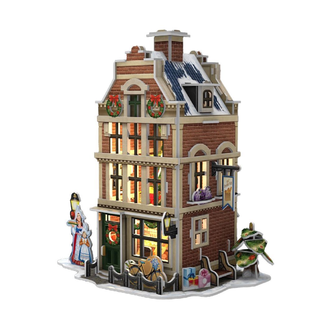 Fun cubic Fun Cubic Fun 3d Puzzle Hollands Huisje Winter Bakery + Light 65 Pieces