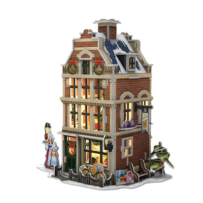 Fun cubic Fun Cubic Fun 3d Puzzle Hollands Huisje Winter Bakery + Light 65 Pieces