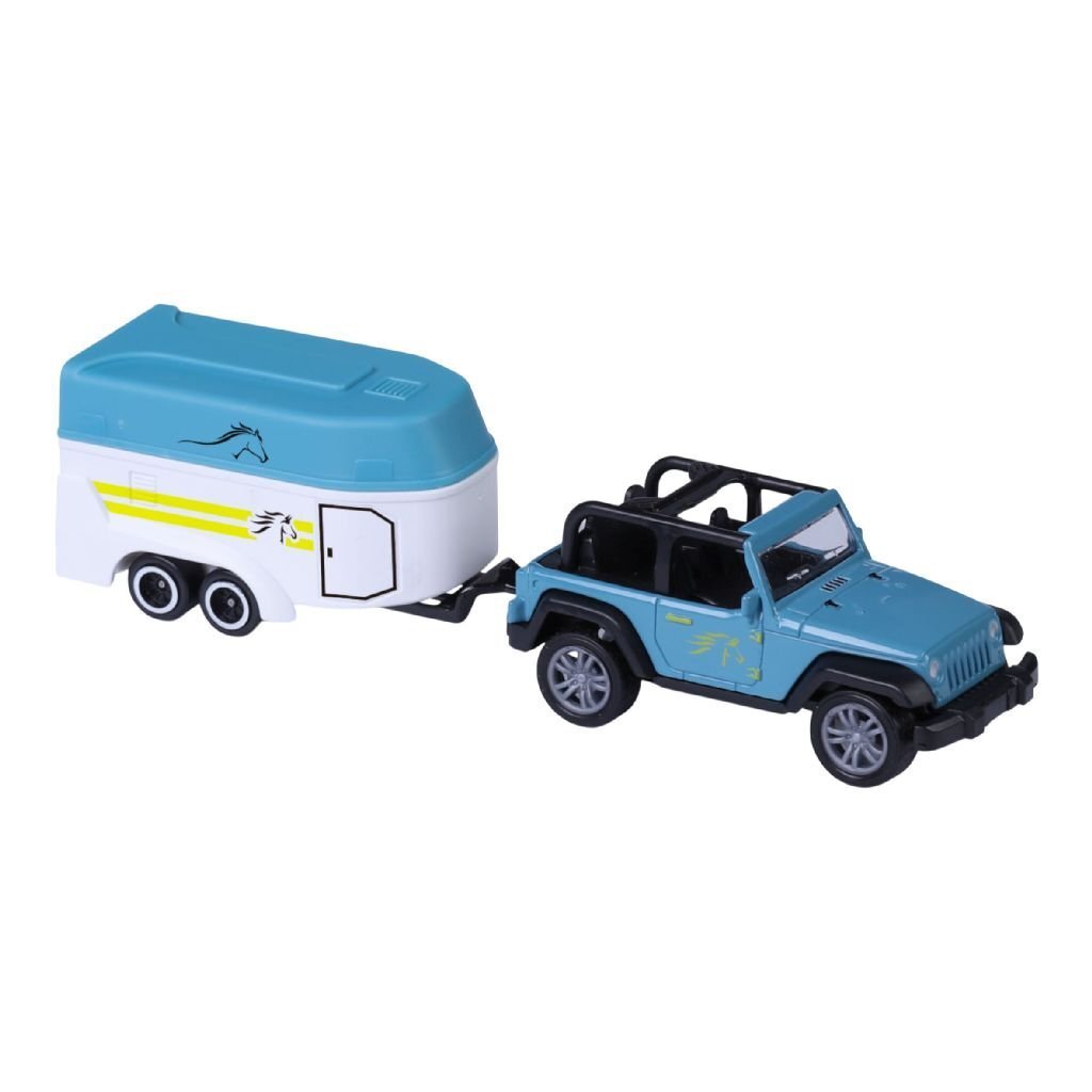 Pick-up moulé sous pression de collection de voitures de ville avec remorque à chevaux 1:50 assorti