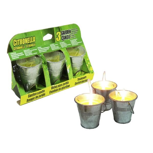 Bougie de base de la citronnelle dans un seau en métal 3 pièces 6,5 cm