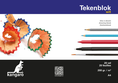 Kangaro Kangaro K-5551 Bloc de dessin 210x297mm 200gr 20 Vel, blanc