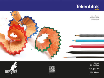 Kangaro k-5555 bloc à dessin 270x360mm 120gr 20 feuilles, blanc