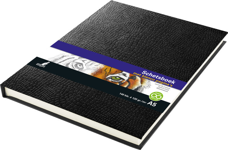 Kangaro Kangaro K-5320 Sketchbook A5 Creme 120gr Blanco Paper, 140 pages Hard Cover Black