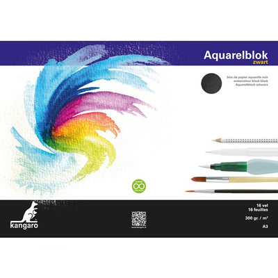 Kangaro Kangaro K-5313 A3 Block Aquarel 300 grammes 16 feuille noire
