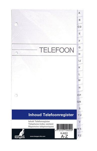 Kangaro Kangaro K-6201 Contenu pour le registre téléphonique A-Z 4-GAATS