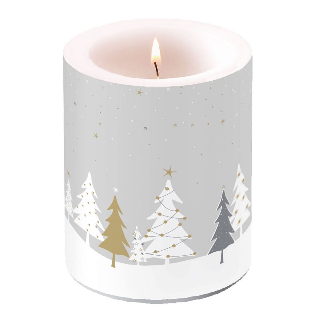 Ambiente Ambient Stub Candle Midnight Trees 10x12 cm Gray