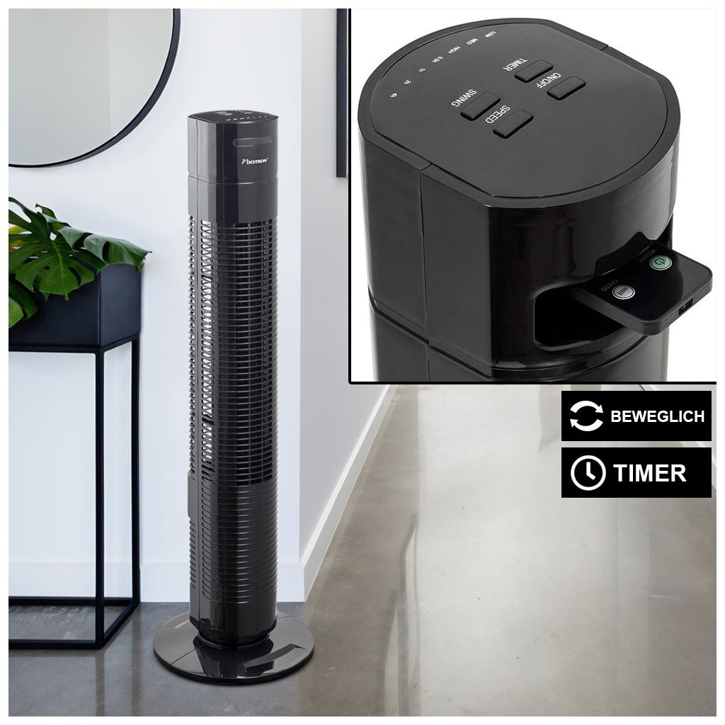 Bestron aft770zrc ventilateur tour 78 cm noir