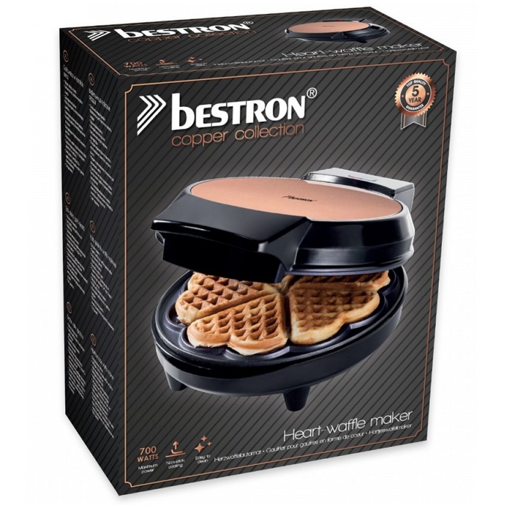 Bestron AWM700co Waffle Iron Coets 700W Copper Black
