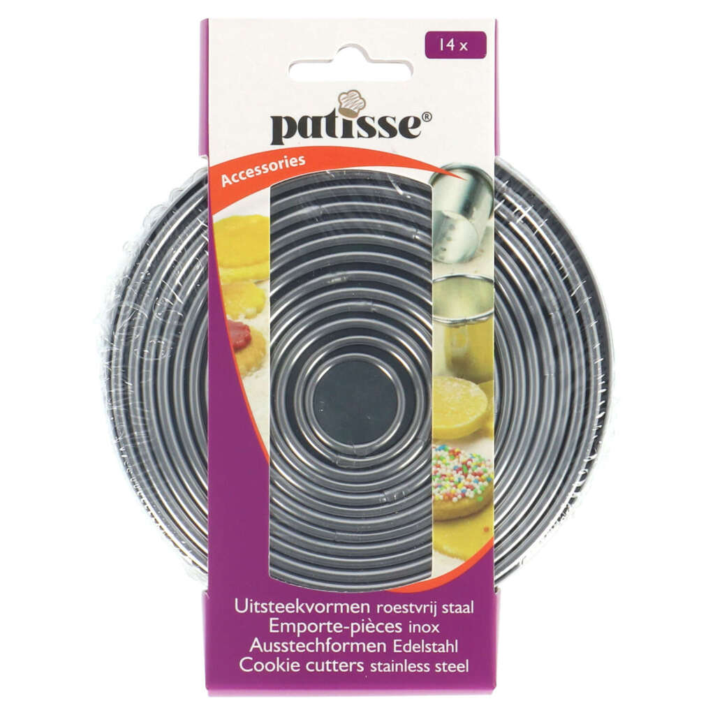 Patisse Round Round Formes urgentes en étain en acier inoxydable de 14 pièces