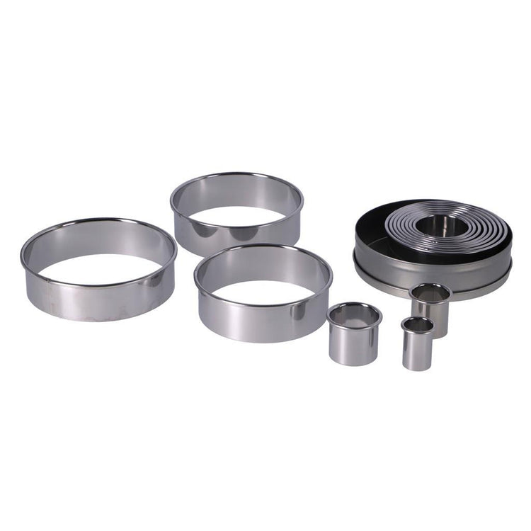 Patisse Round Round Formes urgentes en étain en acier inoxydable de 14 pièces