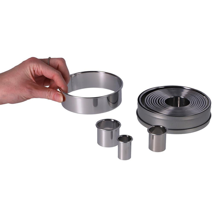 Patisse Round Round Formes urgentes en étain en acier inoxydable de 14 pièces
