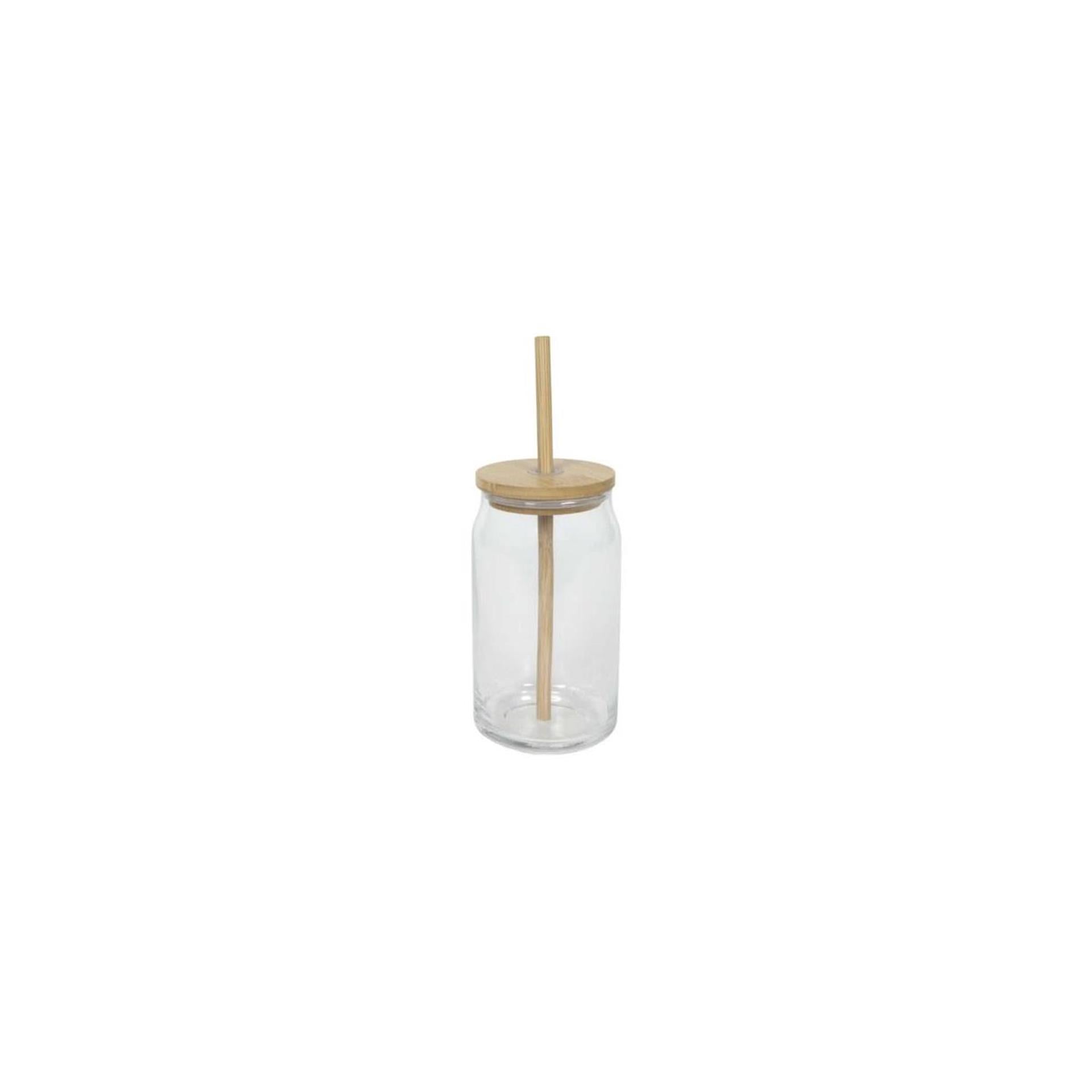 Verre à boire couvercle en bambou + paille 500ml