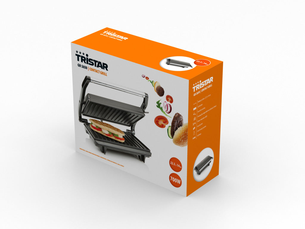 Tristar GR-2650 contact-grill noir acier inoxydable 700W