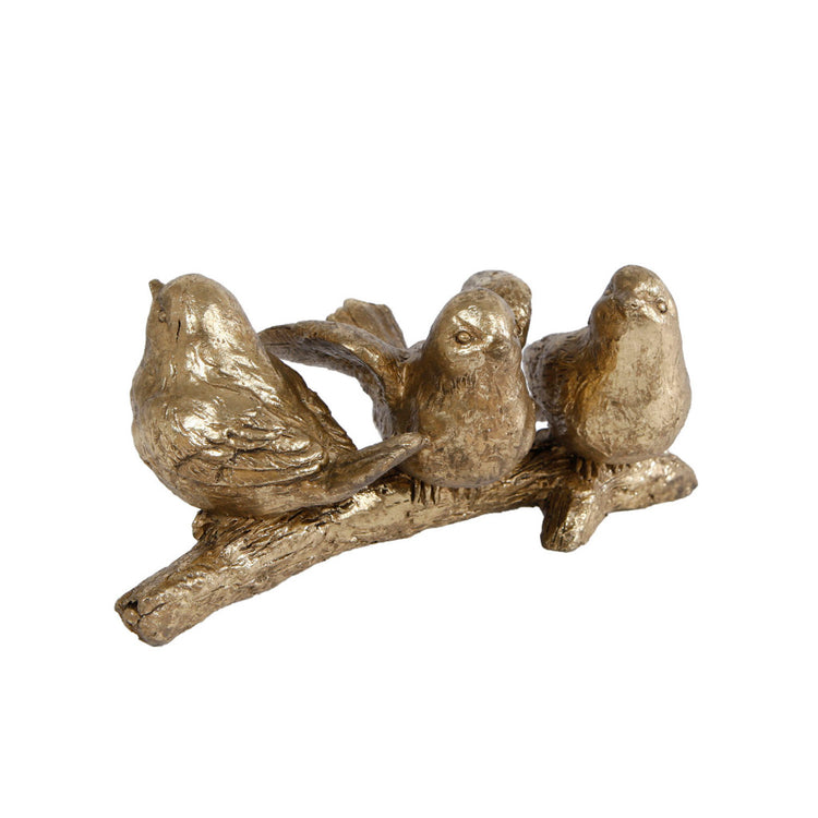 Cadeaux Amsterdam Gifts Amsterdam Sculpture Birds on Branch 3 Gold Polystone 14x7x7cm