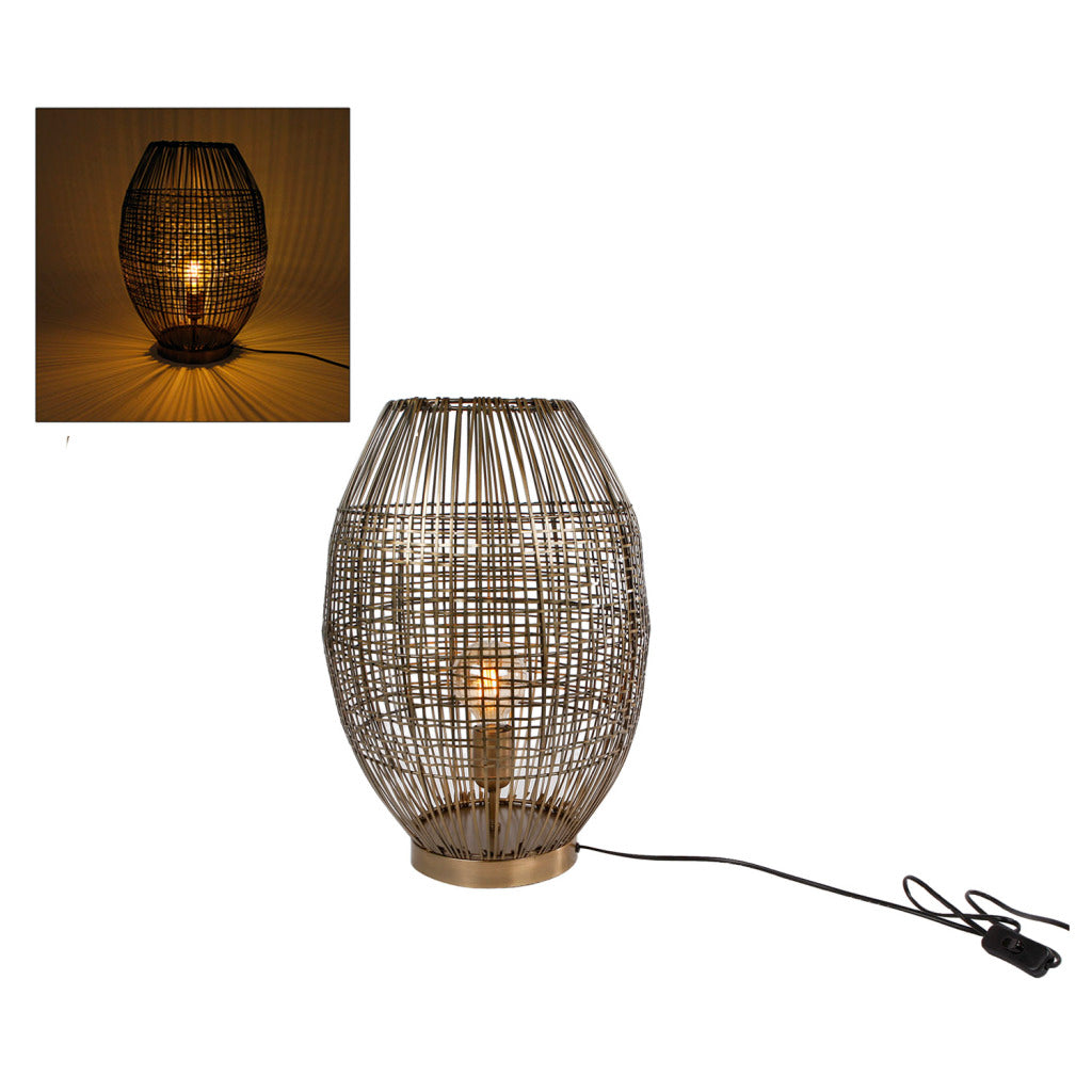 Cadeaux Amsterdam Gifts Amsterdam Metal Table Lampe Lina 27x27x38 cm Old en laiton