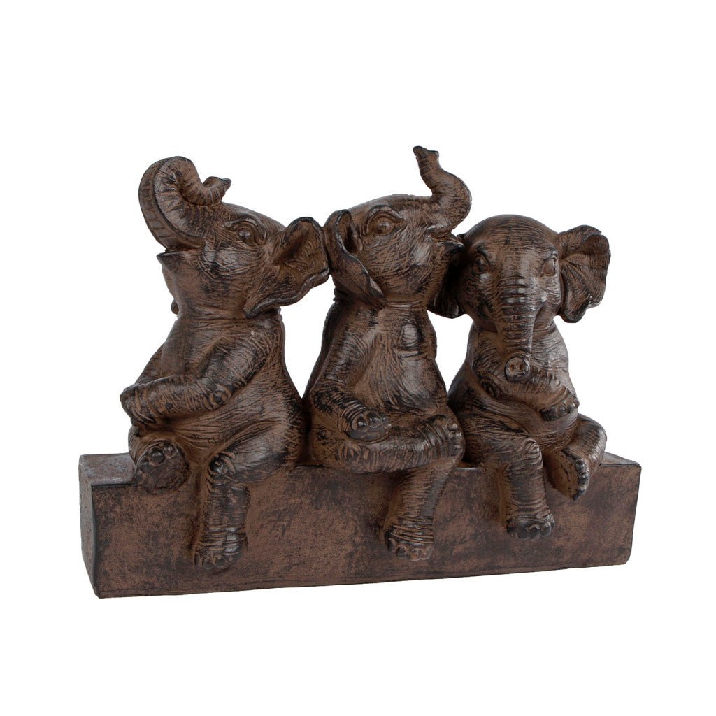 Cadeaux Amsterdam Gifts Amsterdam Sculpture Trois éléphants Bruin Polyst 25x11x18.5