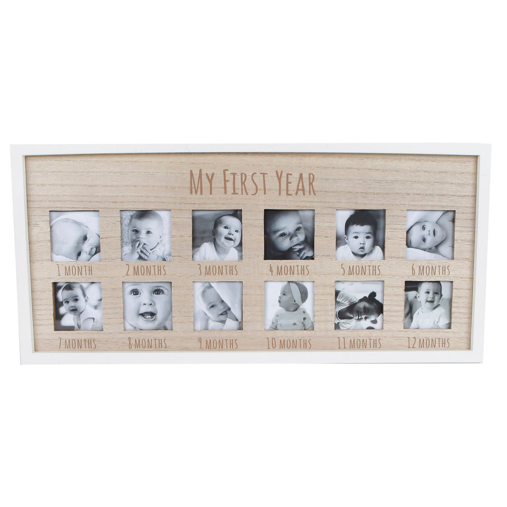 Cadre photo Divers Ma première année White Wood Natural 47x22x 1,5 cm