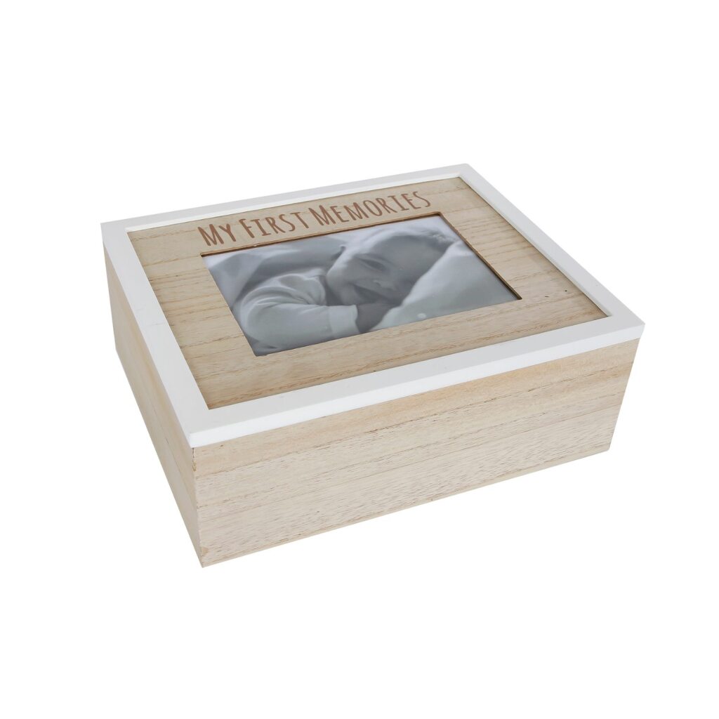 Autres marques Mes premiers souvenirs Boîte de rangement en bois 24x19x9 cm blanc naturel