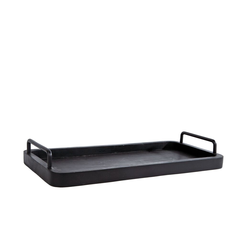 Plateau divers avec handle en bois noir métal 50x24x2,5 cm