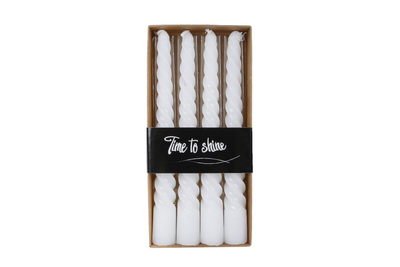 No brand bougie de table twist blanc 4 heures 4 pièces 2,2x2,2x19cm | 12 pièces
